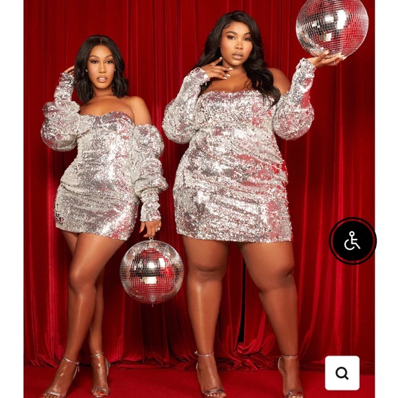 Ellae Lisque Silver Sequin Dress - Picture 1 of 4